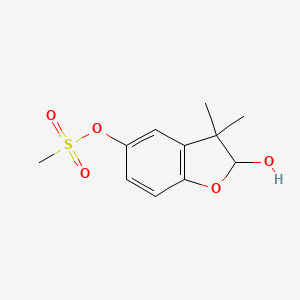 molecular formula C11H14O5S B3342609 (2-hydroxy-3,3-dimethyl-2H-1-benzofuran-5-yl) methanesulfonate CAS No. 26322-82-7
