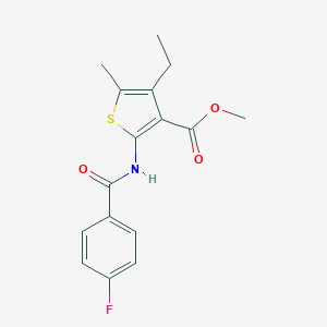 molecular formula C16H16FNO3S B334286 methyl 4-ethyl-2-[(4-fluorobenzoyl)amino]-5-methyl-3-thiophenecarboxylate 