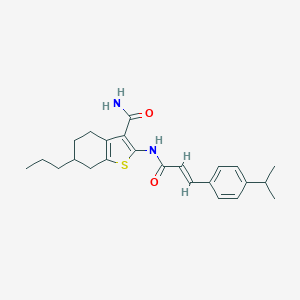 molecular formula C24H30N2O2S B334287 2-[[(E)-3-(4-propan-2-ylphenyl)prop-2-enoyl]amino]-6-propyl-4,5,6,7-tetrahydro-1-benzothiophene-3-carboxamide CAS No. 5695-54-5
