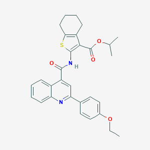 molecular formula C30H30N2O4S B334329 Isopropyl 2-({[2-(4-ethoxyphenyl)-4-quinolinyl]carbonyl}amino)-4,5,6,7-tetrahydro-1-benzothiophene-3-carboxylate 