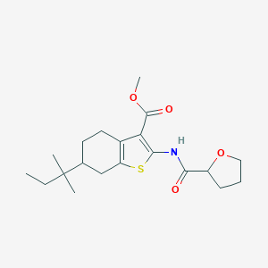molecular formula C20H29NO4S B334372 METHYL 6-(TERT-PENTYL)-2-[(TETRAHYDRO-2-FURANYLCARBONYL)AMINO]-4,5,6,7-TETRAHYDRO-1-BENZOTHIOPHENE-3-CARBOXYLATE 