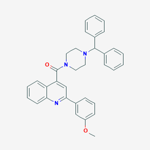 molecular formula C34H31N3O2 B334398 3-{4-[(4-benzhydryl-1-piperazinyl)carbonyl]-2-quinolinyl}phenyl methyl ether 