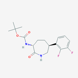 molecular formula C17H22F2N2O3 B3344554 tert-Butyl [(3R,6S)-6-(2,3-difluorophenyl)-2-oxoazepan-3-yl]carbamate CAS No. 781650-32-6