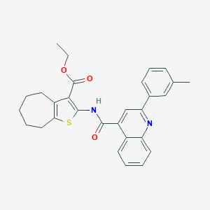 molecular formula C29H28N2O3S B334456 ETHYL 2-({[2-(3-METHYLPHENYL)-4-QUINOLYL]CARBONYL}AMINO)-5,6,7,8-TETRAHYDRO-4H-CYCLOHEPTA[B]THIOPHENE-3-CARBOXYLATE 