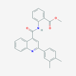 molecular formula C26H22N2O3 B334463 METHYL 2-({[2-(3,4-DIMETHYLPHENYL)-4-QUINOLYL]CARBONYL}AMINO)BENZOATE 