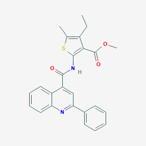 molecular formula C25H22N2O3S B334502 METHYL 4-ETHYL-5-METHYL-2-(2-PHENYLQUINOLINE-4-AMIDO)THIOPHENE-3-CARBOXYLATE 