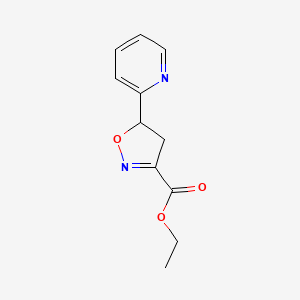 molecular formula C11H12N2O3 B3345035 Ethyl 5-(pyridin-2-yl)-4,5-dihydroisoxazole-3-carboxylate CAS No. 100189-59-1