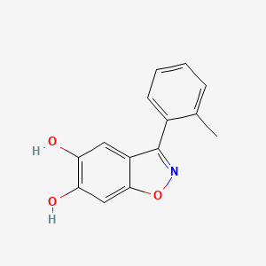 molecular formula C14H11NO3 B3345490 1,2-Benzisoxazole-5,6-diol, 3-(2-methylphenyl)- CAS No. 105679-44-5