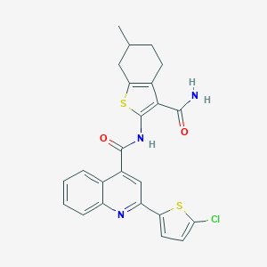 molecular formula C24H20ClN3O2S2 B334557 N-(3-carbamoyl-6-methyl-4,5,6,7-tetrahydro-1-benzothiophen-2-yl)-2-(5-chlorothiophen-2-yl)quinoline-4-carboxamide 