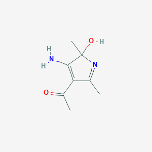 molecular formula C8H12N2O2 B3346079 Ethanone, 1-(3-amino-2-hydroxy-2,5-dimethyl-2H-pyrrol-4-yl)- CAS No. 113968-04-0