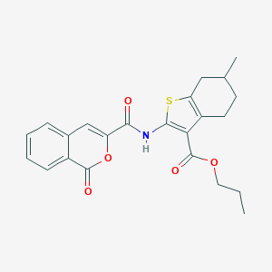 molecular formula C23H23NO5S B334664 propyl 6-methyl-2-(1-oxo-1H-isochromene-3-amido)-4,5,6,7-tetrahydro-1-benzothiophene-3-carboxylate 