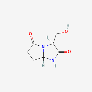 molecular formula C7H10N2O3 B3347034 Dihydro-3-(hydroxymethyl)-1H-pyrrolo(1,2-a)imidazole-2,5(3H,6H)-dione CAS No. 126101-06-2