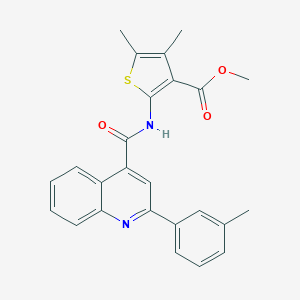 molecular formula C25H22N2O3S B334704 methyl 4,5-dimethyl-2-[2-(3-methylphenyl)quinoline-4-amido]thiophene-3-carboxylate 