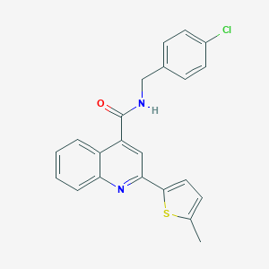 molecular formula C22H17ClN2OS B334731 N-[(4-chlorophenyl)methyl]-2-(5-methylthiophen-2-yl)quinoline-4-carboxamide 