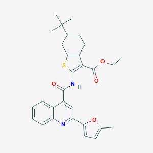 molecular formula C30H32N2O4S B334769 ETHYL 6-(TERT-BUTYL)-2-({[2-(5-METHYL-2-FURYL)-4-QUINOLYL]CARBONYL}AMINO)-4,5,6,7-TETRAHYDRO-1-BENZOTHIOPHENE-3-CARBOXYLATE 