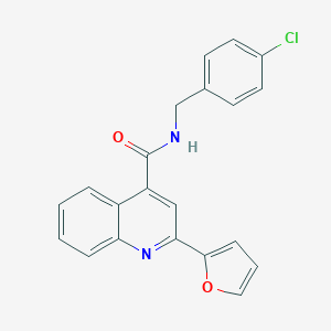 molecular formula C21H15ClN2O2 B334865 N-[(4-chlorophenyl)methyl]-2-(furan-2-yl)quinoline-4-carboxamide 