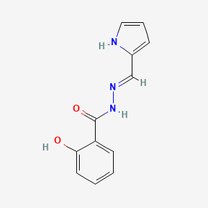 molecular formula C12H11N3O2 B3348876 Benzoic acid, 2-hydroxy-, (1H-pyrrol-2-ylmethylene)hydrazide CAS No. 19015-16-8