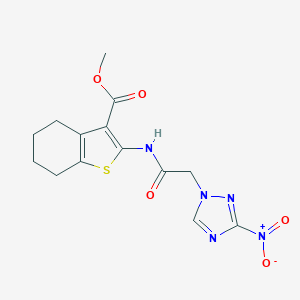 molecular formula C14H15N5O5S B334961 METHYL 2-{[2-(3-NITRO-1H-1,2,4-TRIAZOL-1-YL)ACETYL]AMINO}-4,5,6,7-TETRAHYDRO-1-BENZOTHIOPHENE-3-CARBOXYLATE 