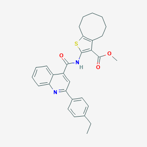molecular formula C30H30N2O3S B335045 Methyl 2-({[2-(4-ethylphenyl)-4-quinolinyl]carbonyl}amino)-4,5,6,7,8,9-hexahydrocycloocta[b]thiophene-3-carboxylate 