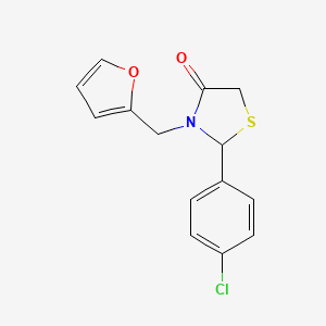 4-Thiazolidinone, 2-(4-chlorophenyl)-3-(2-furanylmethyl)-