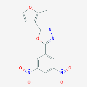 molecular formula C13H8N4O6 B335127 2-{3,5-bisnitrophenyl}-5-(2-methyl-3-furyl)-1,3,4-oxadiazole 