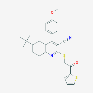 molecular formula C27H28N2O2S2 B335131 6-(TERT-BUTYL)-4-(4-METHOXYPHENYL)-2-{[2-OXO-2-(2-THIENYL)ETHYL]SULFANYL}-5,6,7,8-TETRAHYDRO-3-QUINOLINECARBONITRILE 