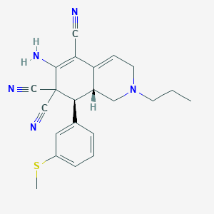 molecular formula C22H23N5S B335136 (8S,8aR)-6-amino-8-[3-(methylsulfanyl)phenyl]-2-propyl-2,3,8,8a-tetrahydroisoquinoline-5,7,7(1H)-tricarbonitrile 