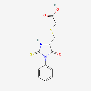 Acetic acid, [[(5-oxo-1-phenyl-2-thioxo-4-imidazolidinyl)methyl]thio]-