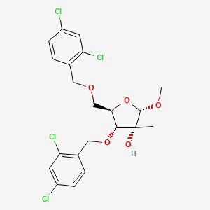 molecular formula C21H22Cl4O5 B3352240 (2S,3R,4R,5R)-4-((2,4-dichlorobenzyl)oxy)-5-(((2,4-dichlorobenzyl)oxy)methyl)-2-methoxy-3-methyltetrahydrofuran-3-ol CAS No. 443642-31-7