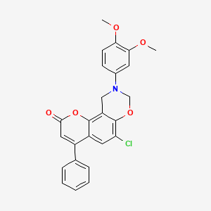 molecular formula C25H20ClNO5 B3352486 6-Chloro-9-(3,4-dimethoxyphenyl)-4-phenyl-8,10-dihydropyrano[2,3-f][1,3]benzoxazin-2-one CAS No. 4793-80-0