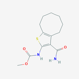 molecular formula C13H18N2O3S B335320 methyl 3-(aminocarbonyl)-4,5,6,7,8,9-hexahydrocycloocta[b]thien-2-ylcarbamate 