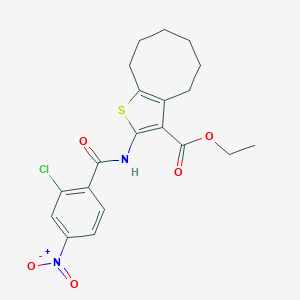 molecular formula C20H21ClN2O5S B335345 Ethyl 2-[(2-chloro-4-nitrobenzoyl)amino]-4,5,6,7,8,9-hexahydrocycloocta[b]thiophene-3-carboxylate 