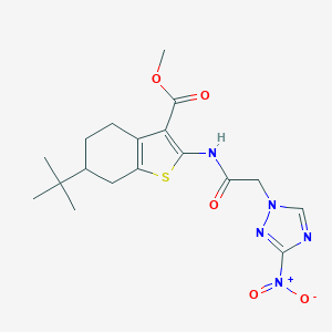 molecular formula C18H23N5O5S B335401 METHYL 6-(TERT-BUTYL)-2-{[2-(3-NITRO-1H-1,2,4-TRIAZOL-1-YL)ACETYL]AMINO}-4,5,6,7-TETRAHYDRO-1-BENZOTHIOPHENE-3-CARBOXYLATE 