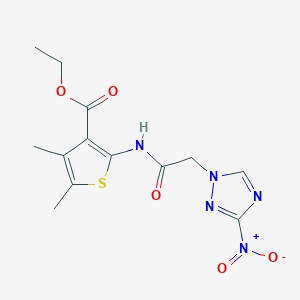 molecular formula C13H15N5O5S B335405 ETHYL 4,5-DIMETHYL-2-[2-(3-NITRO-1H-1,2,4-TRIAZOL-1-YL)ACETAMIDO]THIOPHENE-3-CARBOXYLATE 