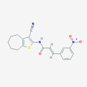 molecular formula C19H17N3O3S B335500 N-(3-cyano-5,6,7,8-tetrahydro-4H-cyclohepta[b]thien-2-yl)-3-{3-nitrophenyl}acrylamide 