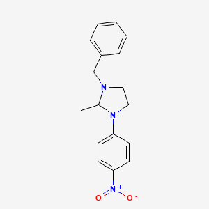molecular formula C17H19N3O2 B3355712 Imidazolidine, 2-methyl-1-(4-nitrophenyl)-3-(phenylmethyl)- CAS No. 633315-70-5