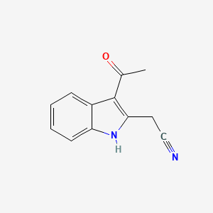 molecular formula C12H10N2O B3356102 2-(3-acetyl-1H-indol-2-yl)acetonitrile CAS No. 65032-78-2