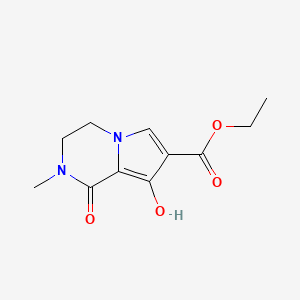 molecular formula C11H14N2O4 B3357047 Ethyl 8-hydroxy-2-methyl-1-oxo-3,4-dihydropyrrolo[1,2-a]pyrazine-7-carboxylate CAS No. 701208-31-3