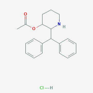 molecular formula C20H24ClNO2 B033573 3-Piperidinol, 2-(diphenylmethyl)-, acetate (ester), hydrochloride CAS No. 19974-78-8