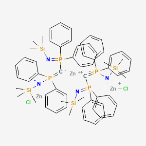 molecular formula C62H76Cl2N4P4Si4Zn3 B3357337 zinc;chlorozinc(1+);[[diphenyl(trimethylsilylimino)-λ5-phosphanyl]methylidene-diphenyl-λ5-phosphanyl]-trimethylsilylazanide CAS No. 7234-76-6