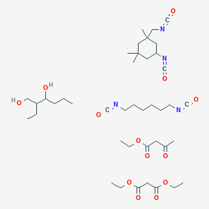molecular formula C41H70N4O13 B033577 Diethyl propanedioate;1,6-diisocyanatohexane;2-ethylhexane-1,3-diol;ethyl 3-oxobutanoate;5-isocyanato-1-(isocyanatomethyl)-1,3,3-trimethylcyclohexane CAS No. 102763-23-5