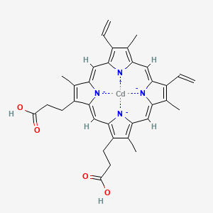molecular formula C34H32CdN4O4-4 B3358475 cadmium;3-[(1Z,4Z,10Z,14Z)-18-(2-carboxyethyl)-7,12-bis(ethenyl)-3,8,13,17-tetramethylporphyrin-21,22,23,24-tetraid-2-yl]propanoic acid CAS No. 80216-25-7