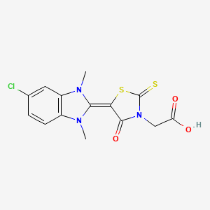 5-(5-Chloro-1,3-dihydro-1,3-dimethyl-2H-benzimidazol-2-ylidene)-4-oxo-2-thioxothiazolidin-3-acetic acid