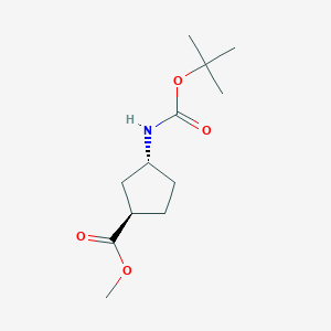 molecular formula C12H21NO4 B3359549 methyl (1R,3R)-3-{[(tert-butoxy)carbonyl]amino}cyclopentane-1-carboxylate CAS No. 862700-37-6