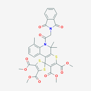 molecular formula C35H30N2O11S3 B336043 tetramethyl 6'-[(1,3-dioxo-1,3-dihydro-2H-isoindol-2-yl)acetyl]-5',5',7'-trimethyl-5',6'-dihydrospiro[1,3-dithiole-2,1'-thiopyrano[2,3-c]quinoline]-2',3',4,5-tetracarboxylate 