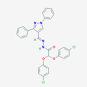 molecular formula C30H22Cl2N4O3 B336060 2,2-BIS(4-CHLOROPHENOXY)-N'~1~-[(E)-1-(1,3-DIPHENYL-1H-PYRAZOL-4-YL)METHYLIDENE]ACETOHYDRAZIDE 