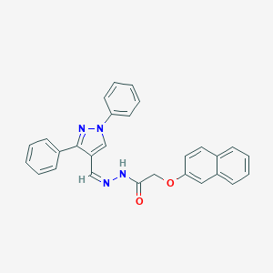 molecular formula C28H22N4O2 B336064 N'~1~-[(Z)-1-(1,3-DIPHENYL-1H-PYRAZOL-4-YL)METHYLIDENE]-2-(2-NAPHTHYLOXY)ACETOHYDRAZIDE 