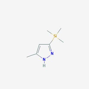 molecular formula C7H14N2Si B3360809 1H-Pyrazole, 3-methyl-5-(trimethylsilyl)- CAS No. 89864-85-7
