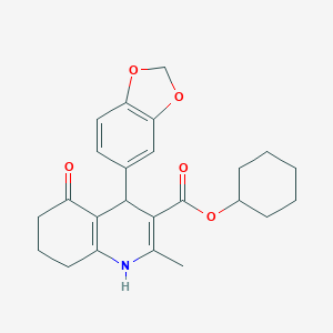molecular formula C24H27NO5 B336092 cyclohexyl 4-(2H-1,3-benzodioxol-5-yl)-2-methyl-5-oxo-1,4,5,6,7,8-hexahydroquinoline-3-carboxylate 
