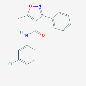molecular formula C18H15ClN2O2 B336128 N-(3-chloro-4-methylphenyl)-5-methyl-3-phenyl-4-isoxazolecarboxamide 